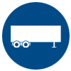 Icon of a white semi-trailer truck on a blue background.