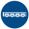 Icon of a white flatbed truck on a blue background.